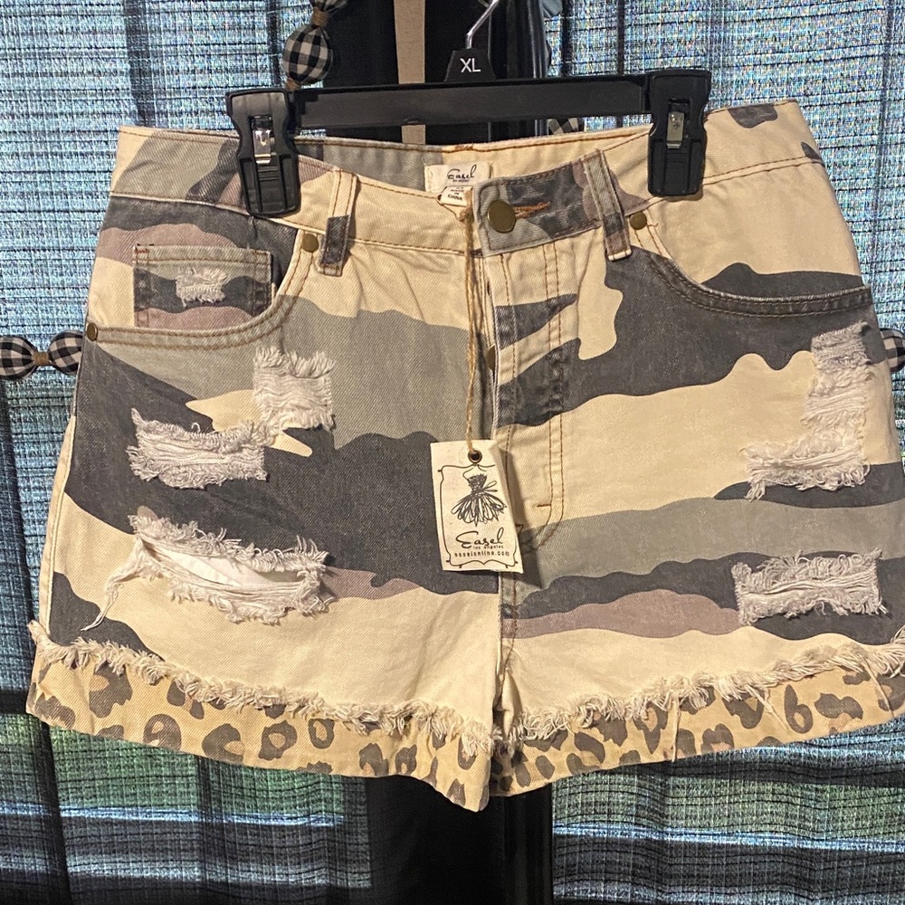 Earl Jeans Camo and Leopard Jean Shorts